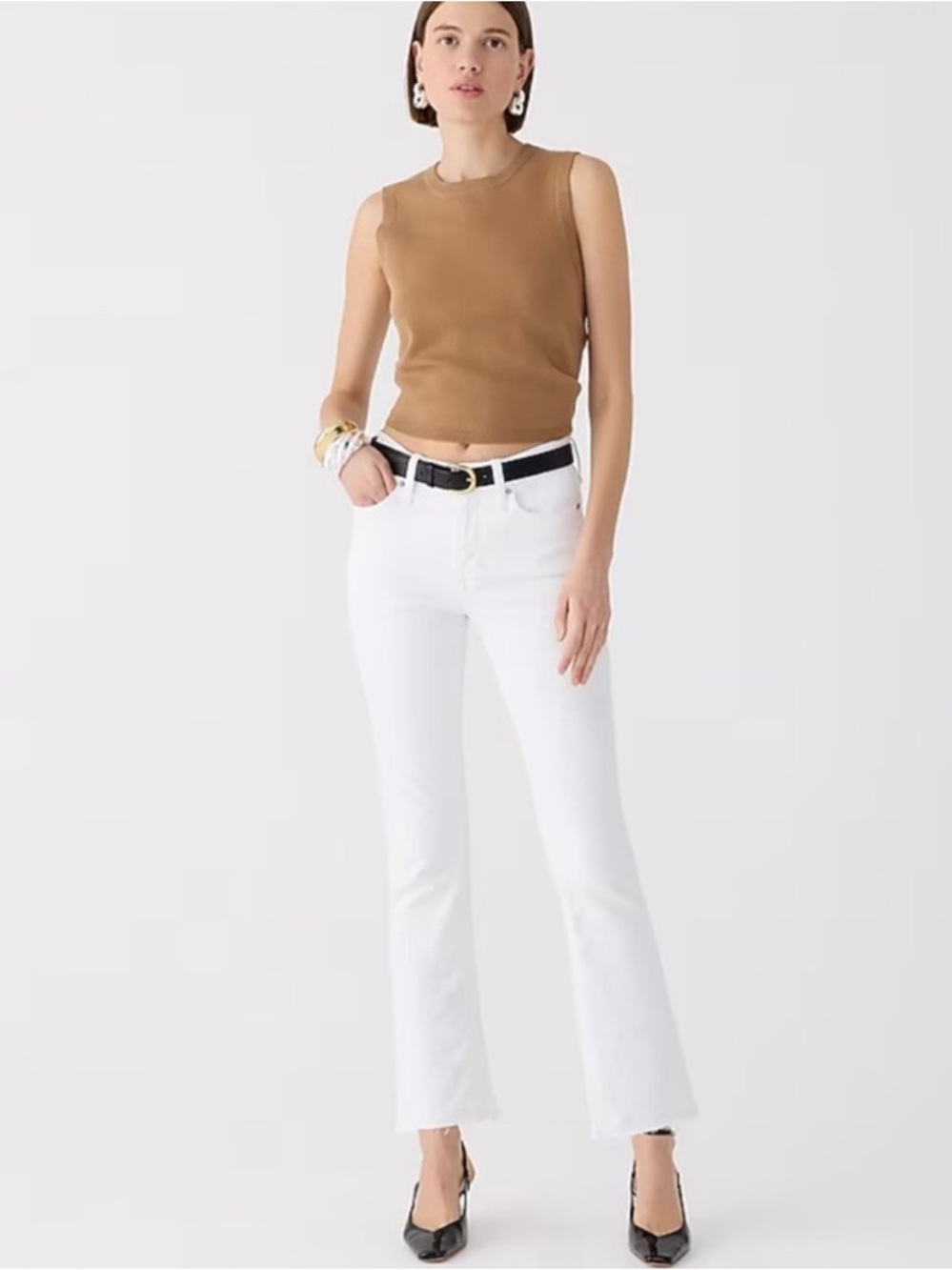 I.Crew 9”Demi Boot Crop Jean in White Wash